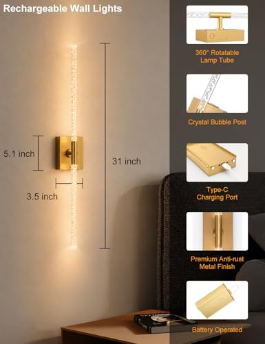 Rechargeable Wall Sconces Set of 2 - Image 7