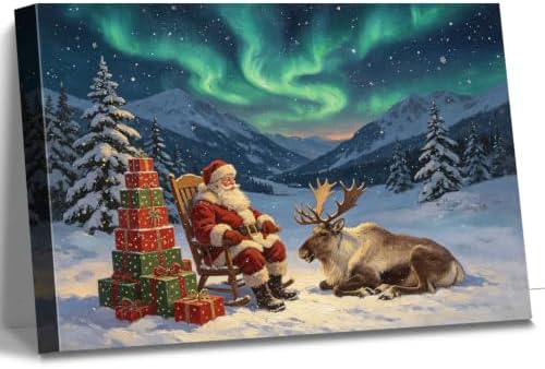 AVANT GARDE CANVAS Christmas Canvas Wall Art, Santa Claus Reindeer Northern by AVANTCARDECANVAS