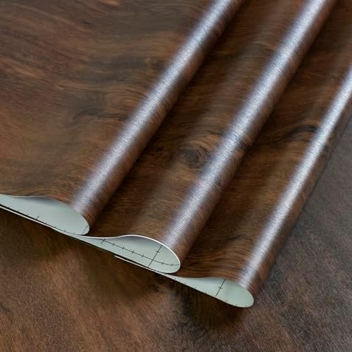 48x78inch Extra Wide Wood Grain Wallpaper Peel and Stick Dark Brown Walnut by TOTIO