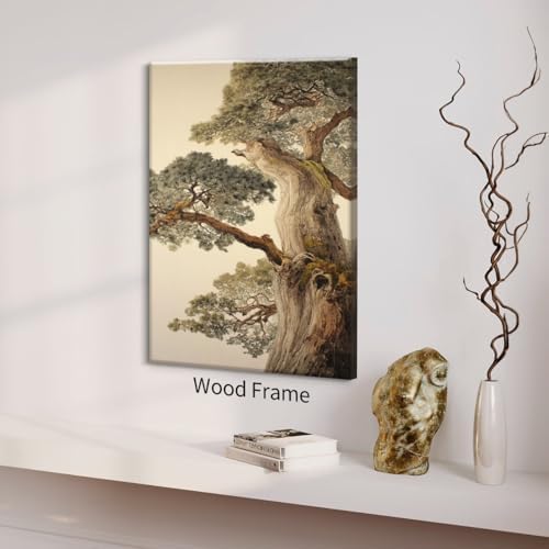 Vintage Japanese Pine Tree Framed Wall Art Oriental Asian Tree Canvas Posters - Image 5