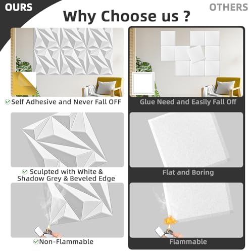 Art3dwallpanels Acoustic Wall Panels, 24 X 24 Inch White and Gray, 6 Pack - Image 4