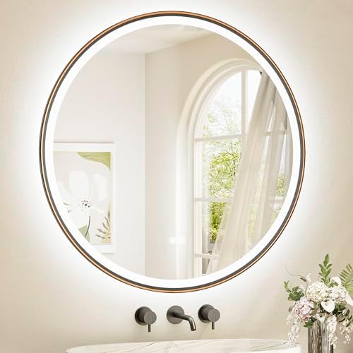 TETOTE Round Led Oil Rubbed Bronze Bathroom Mirror 36 Inch Circle Round Lighted by TETOTE