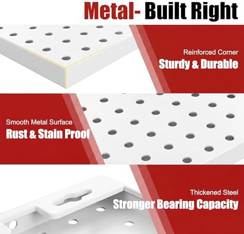 Heavy Duty Peg Board, 4 Pack Metal Pegboard Panels - Image 4