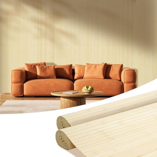 OUZUGIE 2 Pack 96x48 Inch Natural Bamboo Wall Panel by OUZUGIE