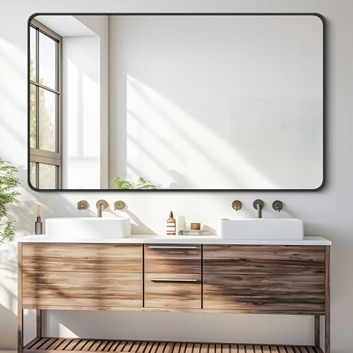 DESBING 30 x 50 Inch Bathroom Mirror, Matte Black Wall Mirror - Image 3