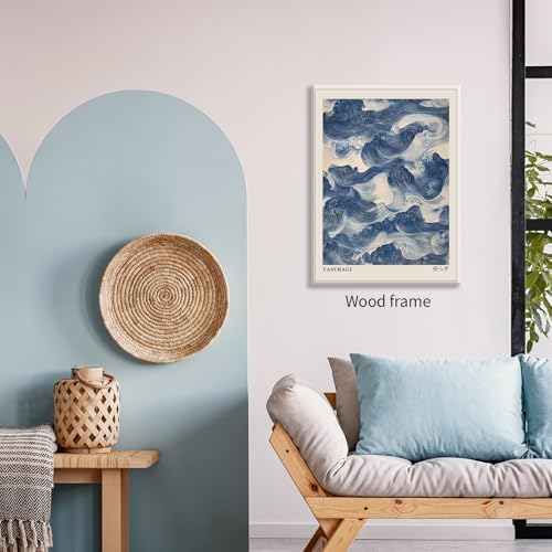 Japanese Blue Waves Wall Art Vintage Oriental Japandi Wabi Sabi Poster 24X36 - Image 4