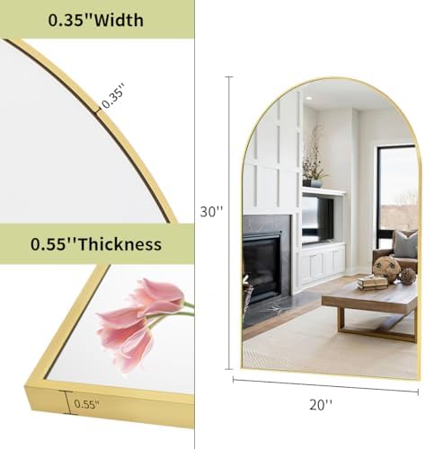 BEAUTYPEAK 20"x30" Arch Bathroom Wall Mirror - Image 4