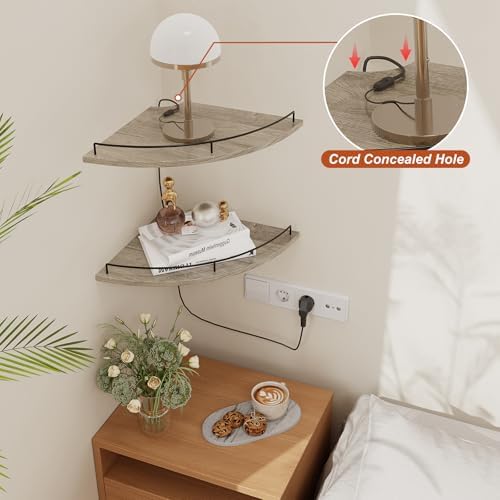 JJL Corner Shelf Wall Mounted, 12 Inches 2-Tier Floating Corner Shelf, - Image 3