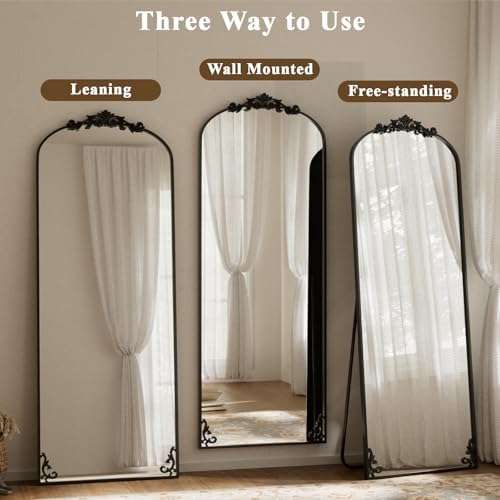 BEAUTYPEAK 65" x 24" Baroque Arch Full-Length Mirror - Image 4