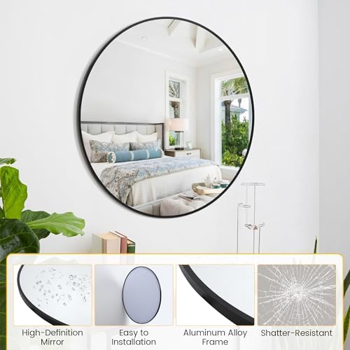 18 inch Round Mirror for Wall, Round Bathroom Mirror for Wall Decor, Wall - Image 2