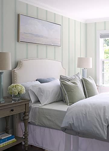 Linette Seafoam Fabric Stripe Wallpaper - Image 2