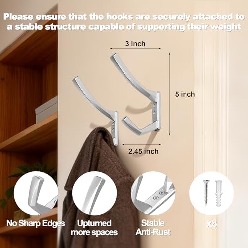 Heavy Duty Wall Hooks, 5 Inch Large Wall Mount Hooks - Image 4