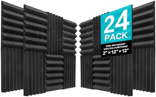 JBER 24 Pack Acoustic Panels, Wedges Soundproof Padding Wall Panels by JBER