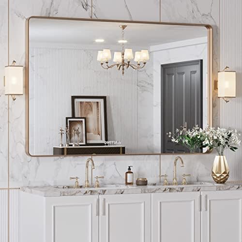 LOAAO 48"X32" Gold Bathroom Mirror - Image 4