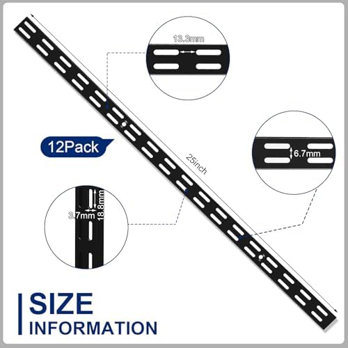 MorningRo 12 Pack 25" Dual Track Shelving Rail, Dual Slot Upright - Image 3