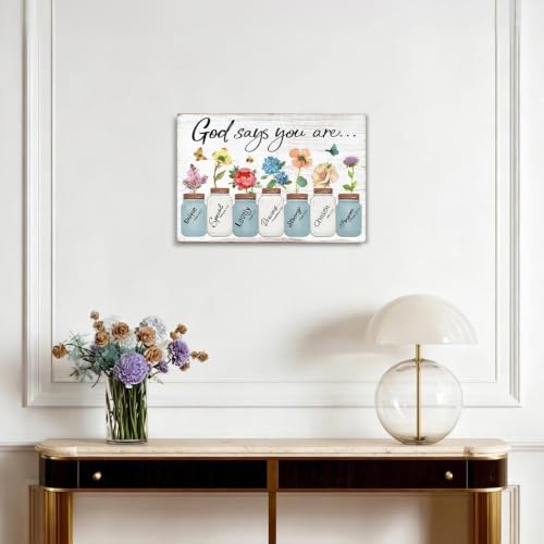 Inspirational Floral Canvas Wall Art: God Says You Are Positive Quotes Wall - Image 2
