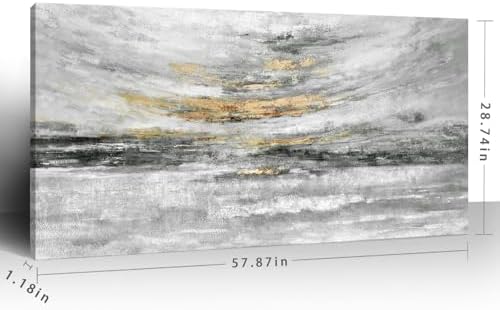 Nicetop 58x29" Large Black and White Abstract Coastal Wall Art - Image 5