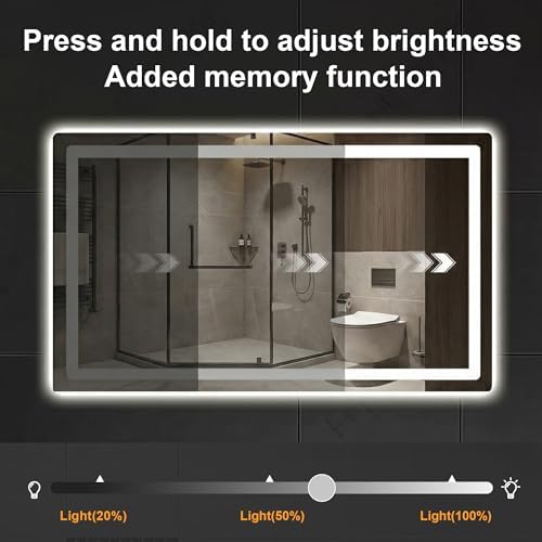 LED Bathroom Mirror with Lights, 30 x 55 Lighted Vanity Wall Mirror - Image 5