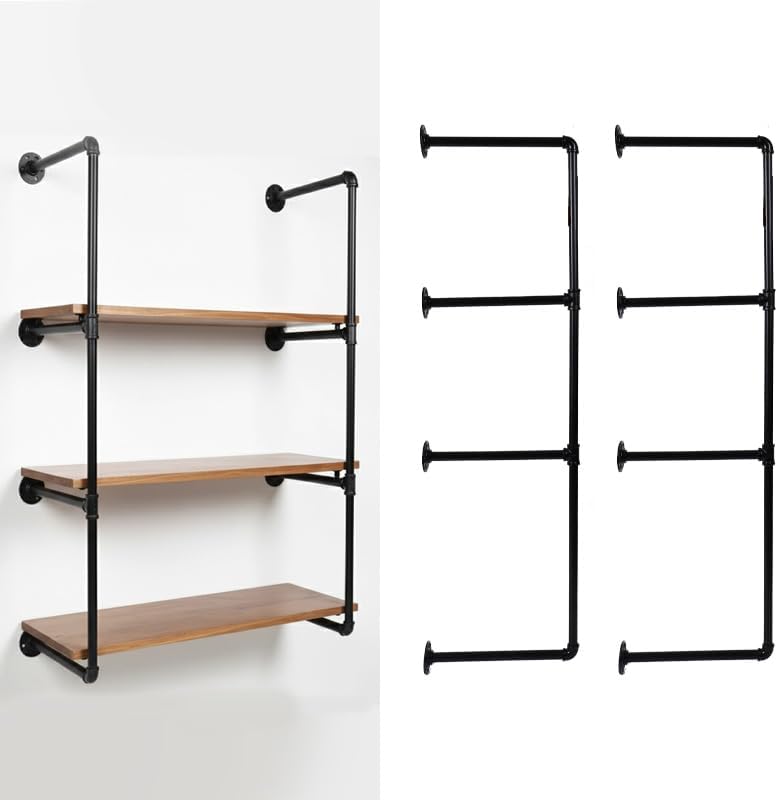 4-Tier Industrial Pipe Shelving Bracket System, DIY Rustic Farmhouse Style by Unknown