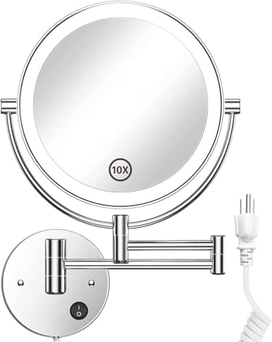 Gospire 8.5" Wall Mounted Lighted Double-Sided 1X/10X Magnifying Mirror by Gospire