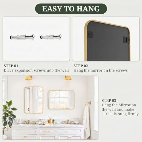 Bathroom Mirror for Wall, 28x20 Inch HD Tempered Glass Vanity Mirror - Image 7