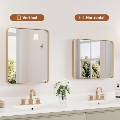 Kosmonia 20x16 Inch Bathroom Vanity Mirror Brushed Champagne Gold - Image 7