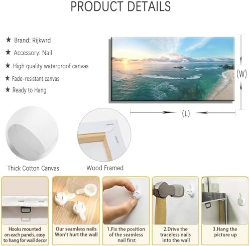 Coastal Sunset Ocean Canvas Wall Art Large Panoramic Beach Seaview Decor - Image 2