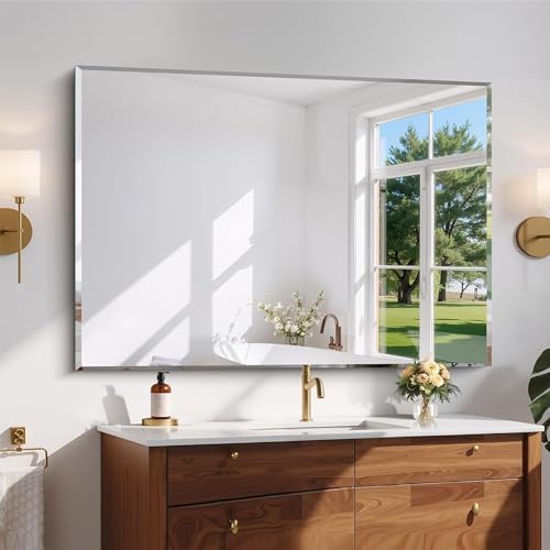 CILIBER Beveled Mirror, 50x36 Large Bathroom Mirrors by CILIBER