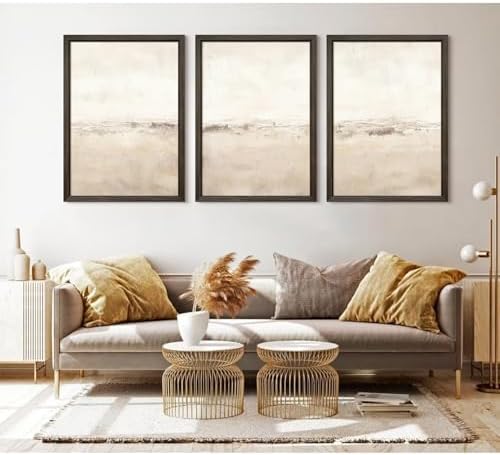 Baccone Beige Abstract Wall Art Set of 3 Neutral Canvas Wall Art Prints Boho - Image 7