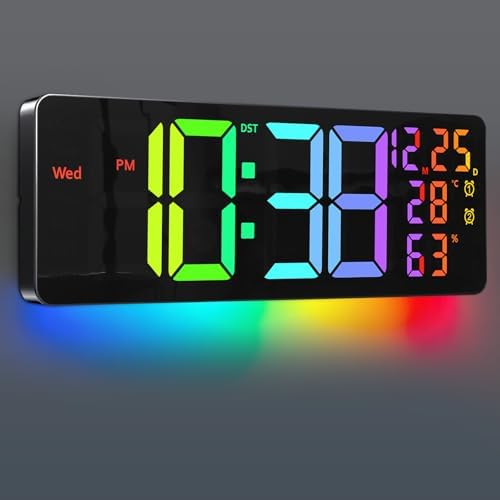 17.2" Large Digital Wall Mount Clock, Big LED by GLOKUUCA