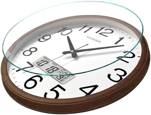 TIMESS 11-Inch Silent Non-Ticking Analog Wall Clock, Wood Brown - Image 3