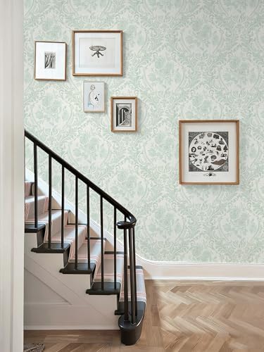 Ismoon Sage Green Floral Wallpaper Peel Stick Vintage Damask Wallpaper - Image 5