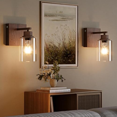 Rayogale Walnut Battery Operated Wall Sconce Set of Two by Rayogale