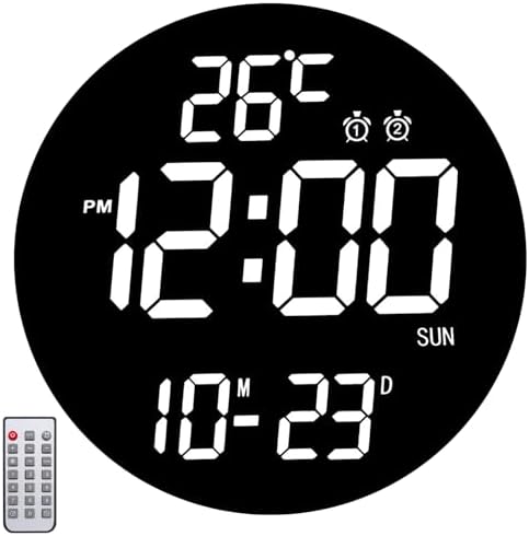 QINFIEY Large 12" White Digital Wall Clock by MakeYourLifeBetter