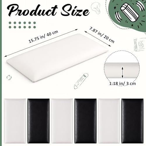 6 Pack Wall Padding 15.75" x 7.87" x 1.18" Minimalist Black and White - Image 3
