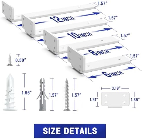Goovilla Shelf Bracket, Floating Shelf Brackets 8 inch Long, 6 Pack - Image 4
