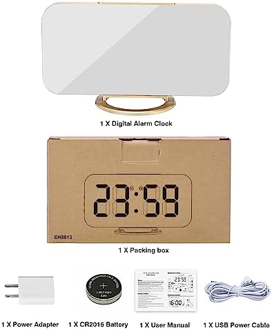 Digital Alarm Clock, 7 in LED Mirrored Clocks Large Display, - Image 6