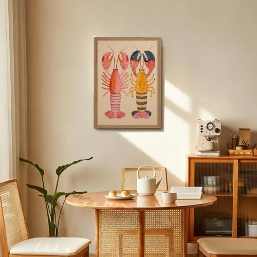 Framed Colorful Lobster Wall Art Nautical Canvas Print Coastal Decor - Image 2