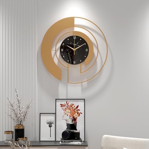 18-Inch Modern Large Metal Wall Clock, Marble-Patterned Tempered Glass Dial by TULFOHomeProducts