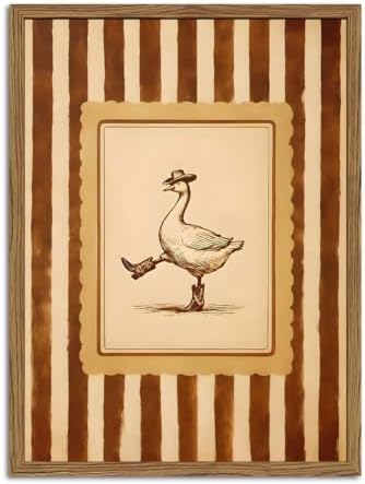 Funny Cowboy Goose Wall Art Silly Western Dancing Goose Wall Decor Painting by XIYHArt