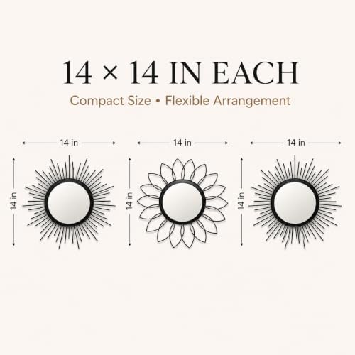 Black Sunburst Mirror 14x14 Inch, Decorative Wall Accent - Image 4