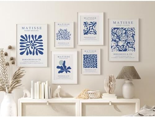 Blue Matisse Wall Art Prints Set of 6 Abstract Aesthetic Canvas Decor Trendy - Image 3