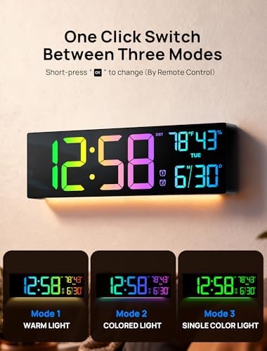 18.5" Large Digital Wall Clock, Big LED Digital Clocks, RGB Display - Image 4