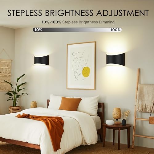 Battery Operated Wall Sconces Set of 4 Rechargeable Wireless Black - Image 3