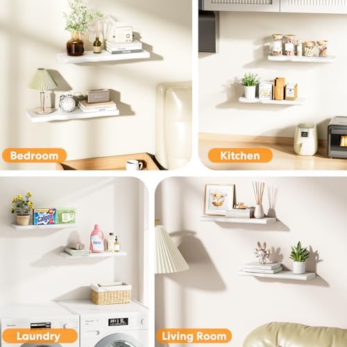 Organic Wavy Edge Floating Shelves, Hidden Brackets, 2 Pack 24 in - Image 6
