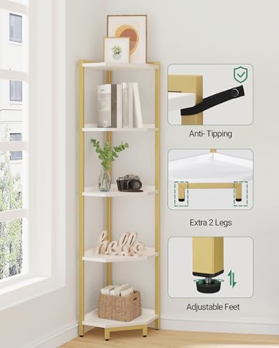 Hzuaneri Corner Shelf Stand 5-Tier Corner Bookshelf Storage Standing Shelf - Image 3