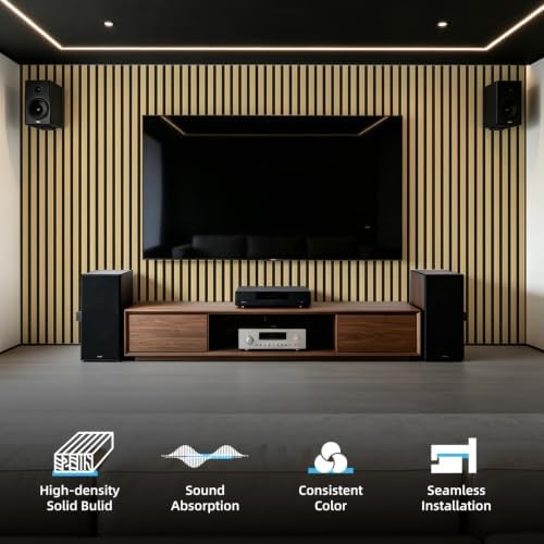 Art3d 94 x 12.6 Inch Acoustic Wood Slat Wall Panel, Natural Oak - Image 4