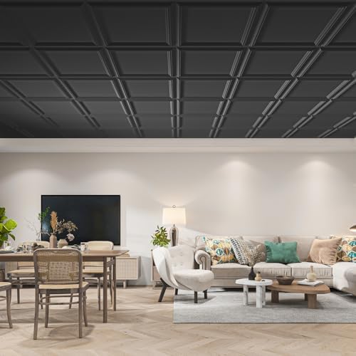 Art3d 24x24in. PVC Drop Ceiling Tiles 24 Pcs, Square Black - Image 3