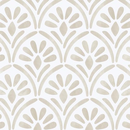 Hopepak Beige Wallpaper Peel and Stick Boho Geometric Sector Contact Paper by Hopepak