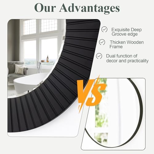 Chende 36'' Black Circle Mirror - Image 4